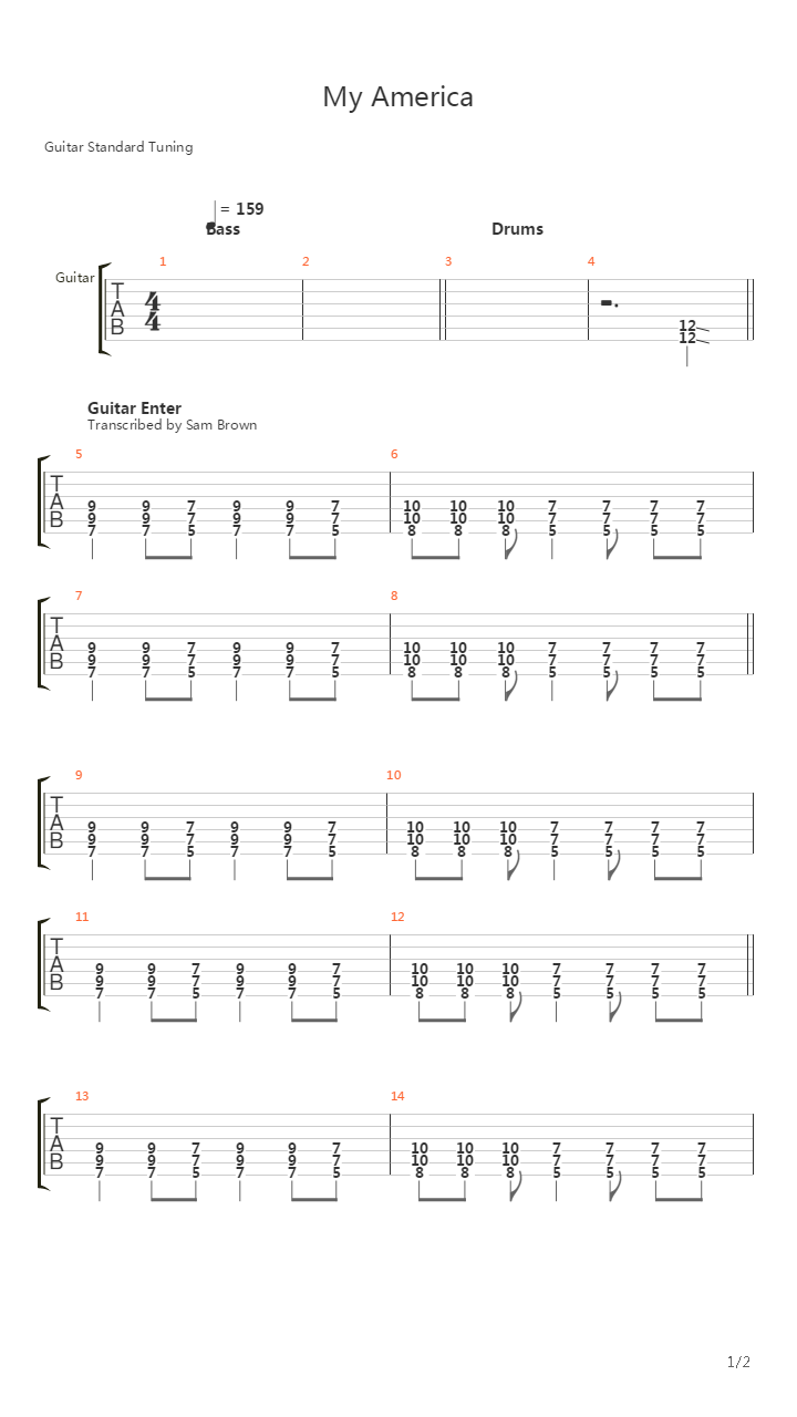 My America吉他谱