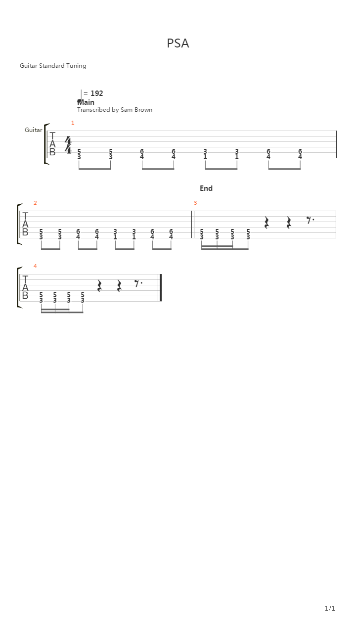 Psa吉他谱