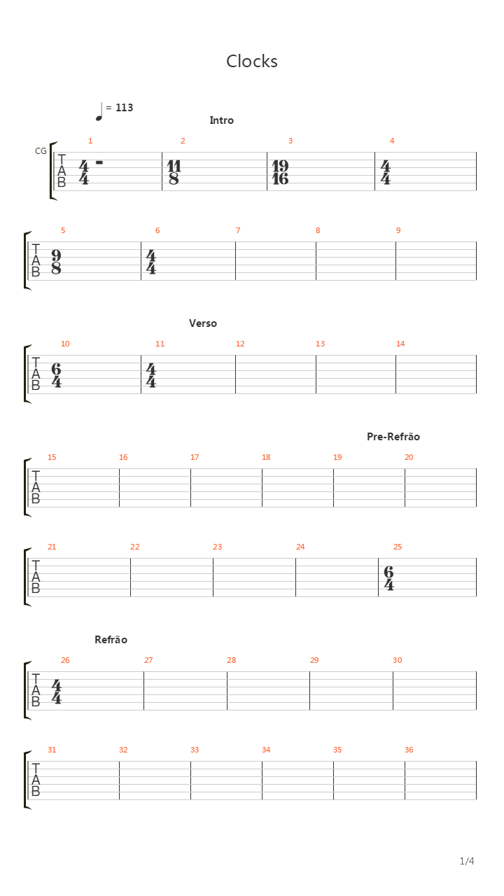 Clocks吉他谱