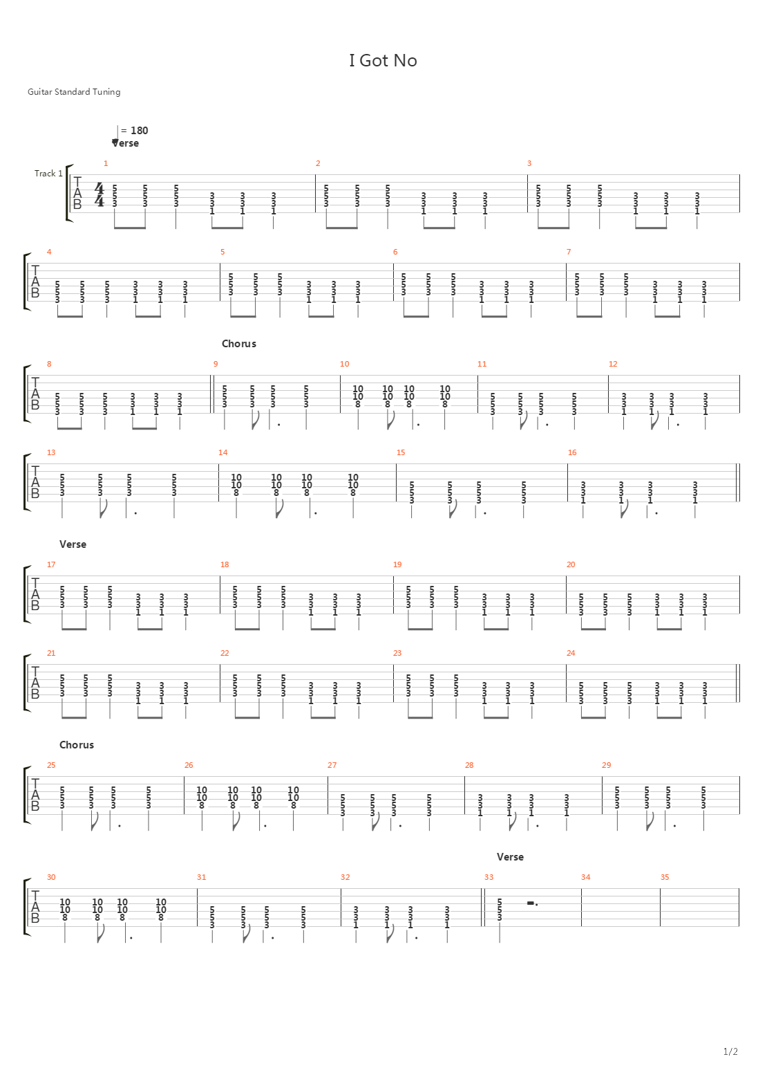 I Got No吉他谱