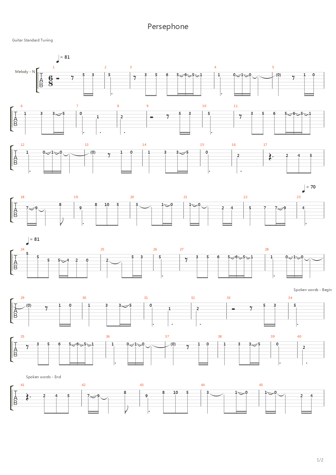 Persephone吉他谱
