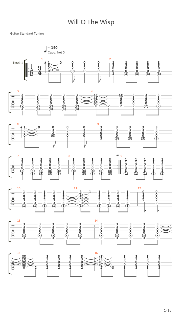 Will O The Wisp吉他谱
