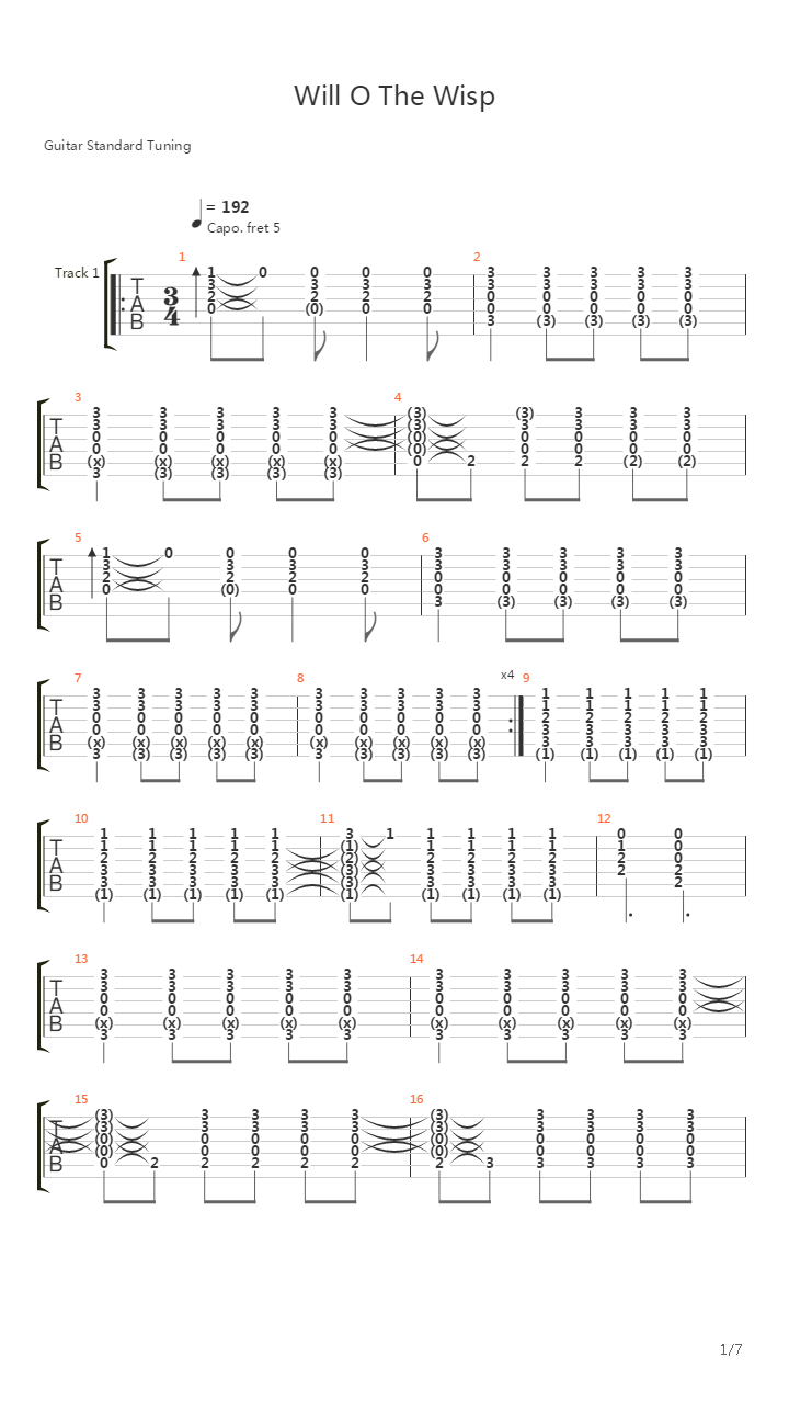 Will O The Wisp吉他谱