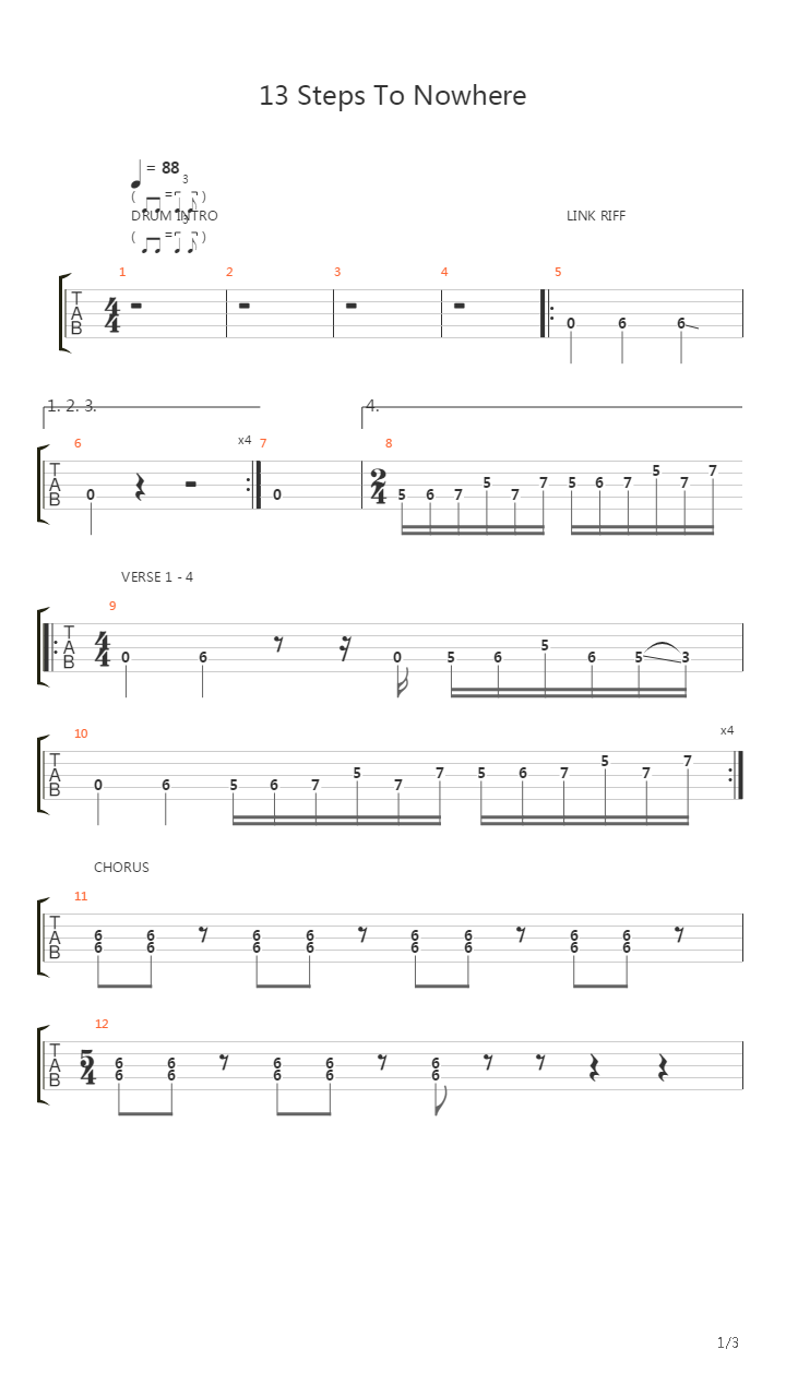 13 Steps To Nowhere吉他谱