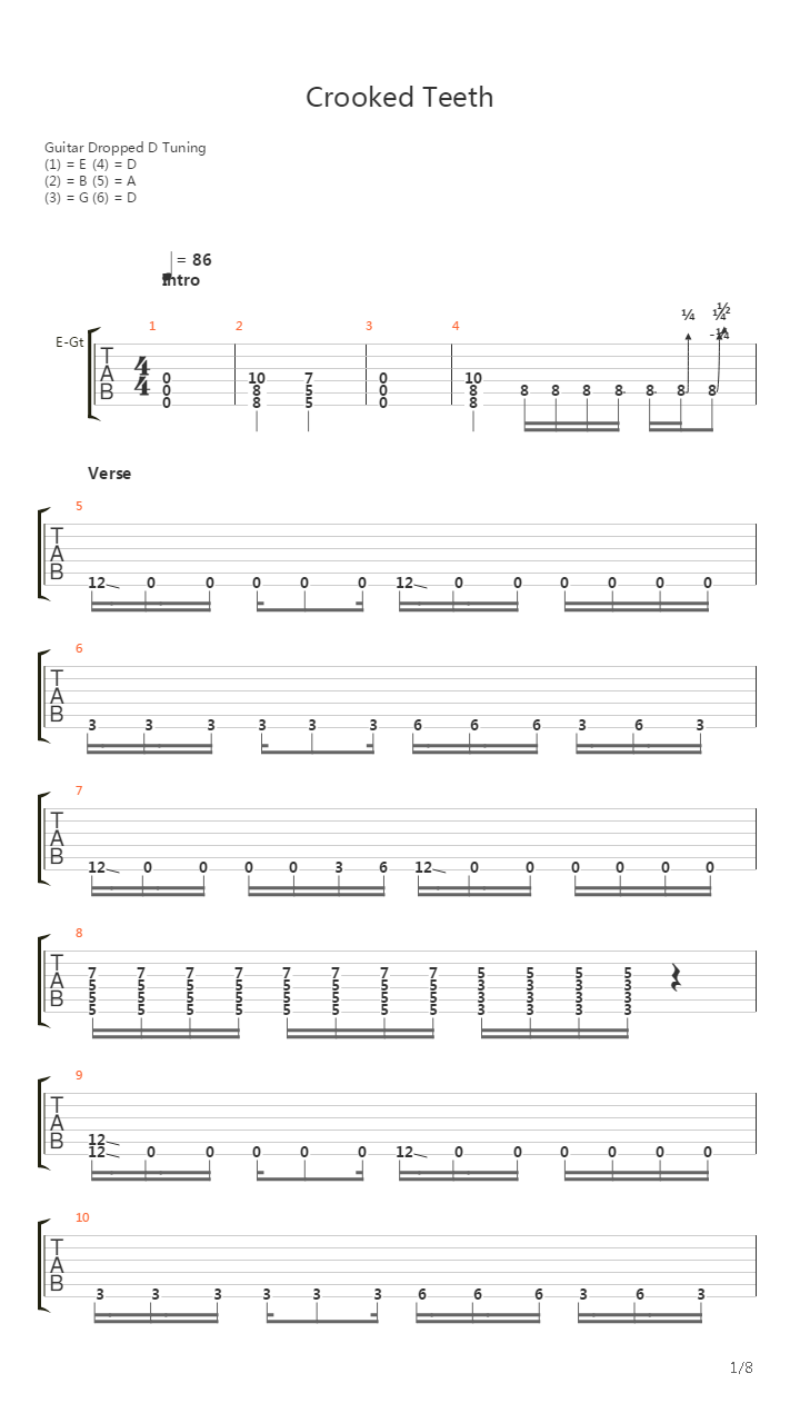 Crooked Teeth吉他谱