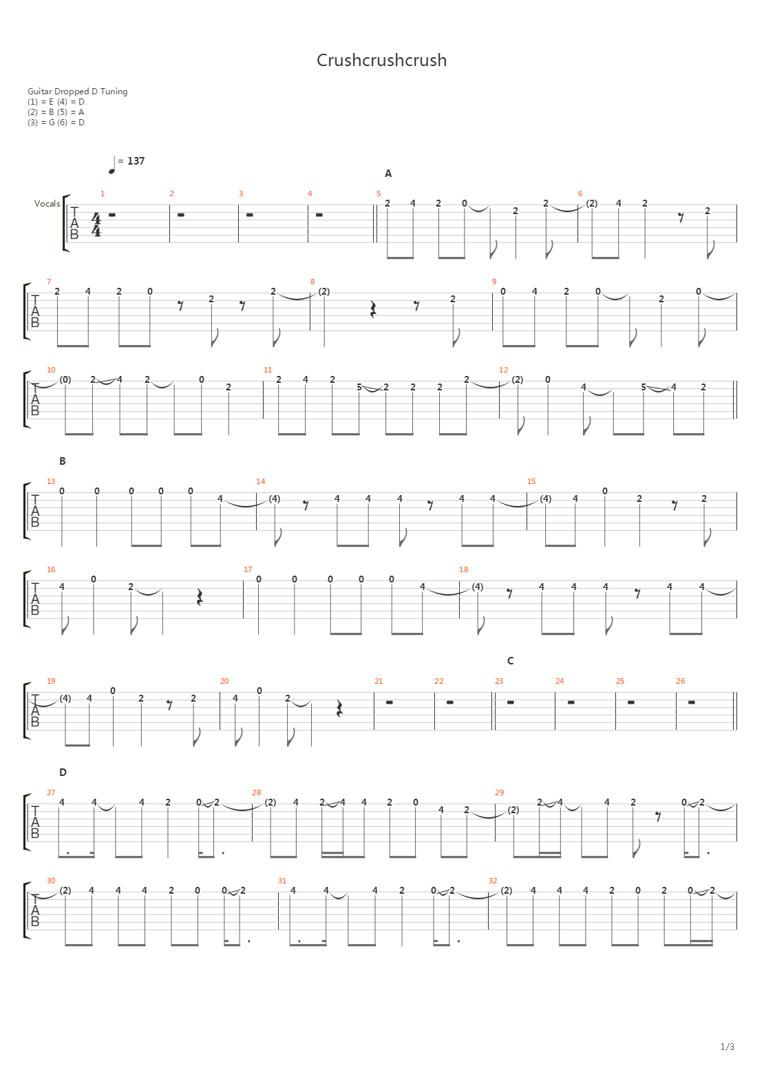 Crushcrushcrush吉他谱