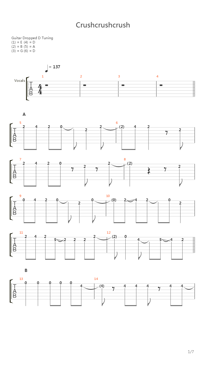 Crushcrushcrush吉他谱