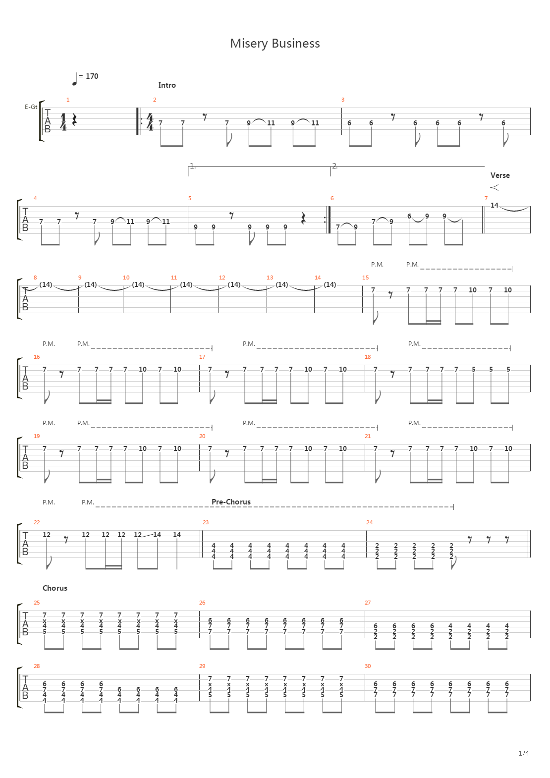 Misery Business吉他谱