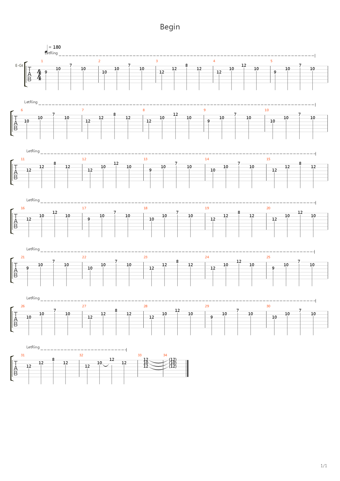 Begin吉他谱