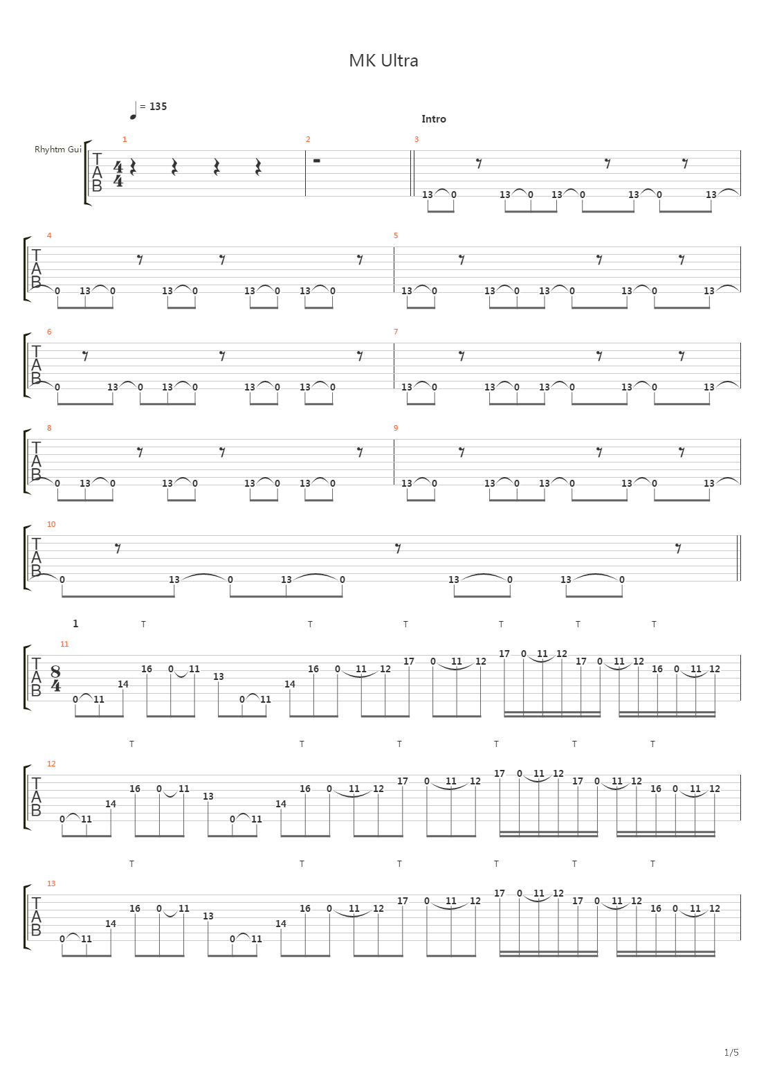 Mk Ultra吉他谱