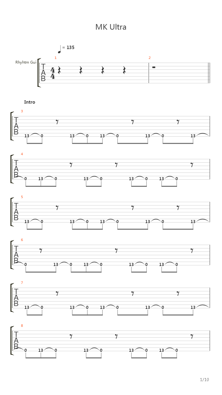 Mk Ultra吉他谱