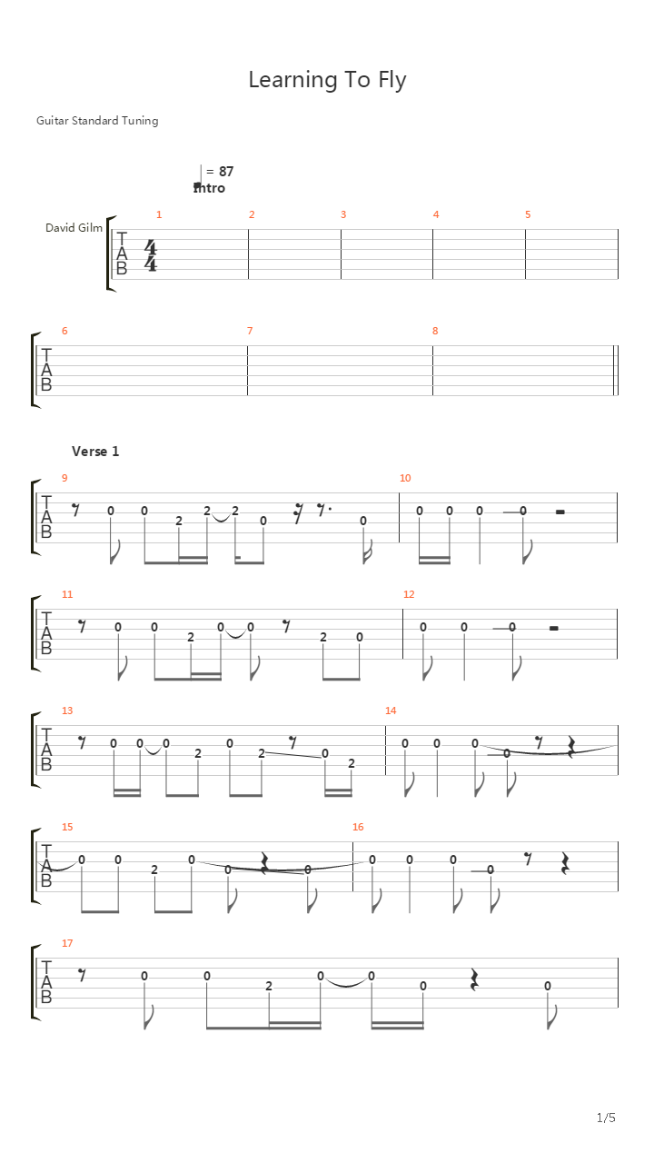 Learning To Fly吉他谱