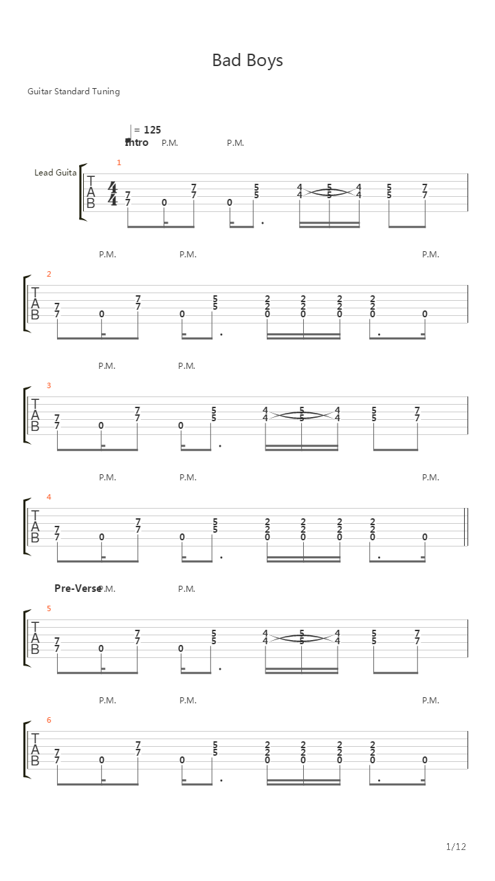Bad Boys吉他谱