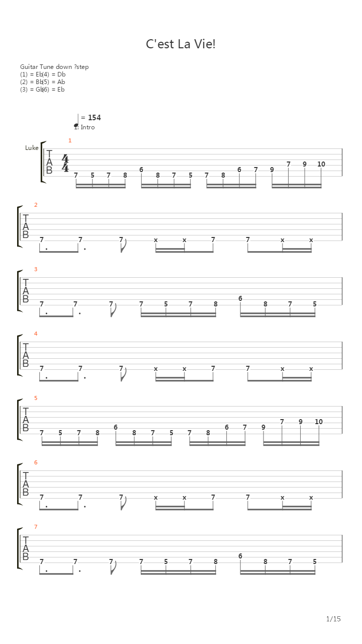 Cest La Vie吉他谱