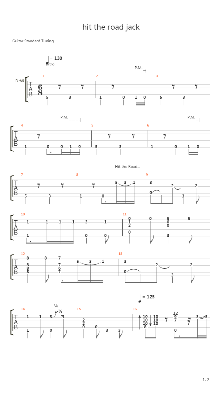 Hit The Road Jack吉他谱