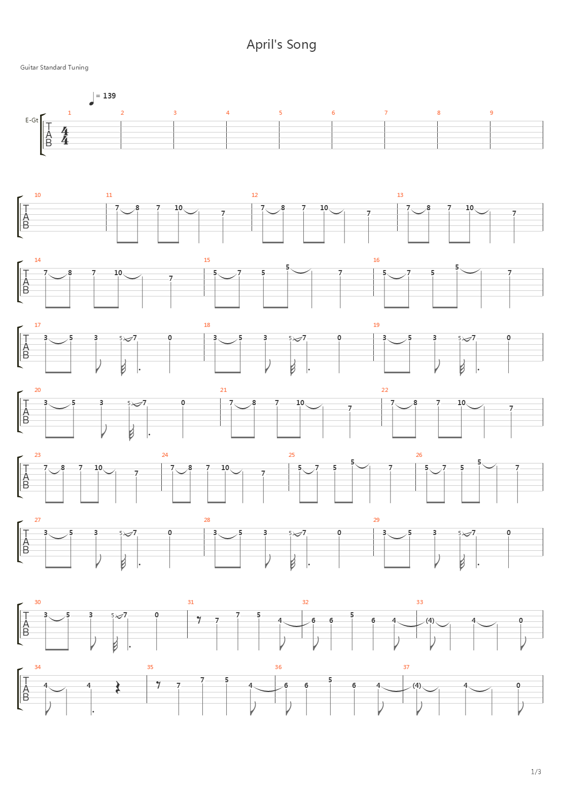 Aprils Song吉他谱