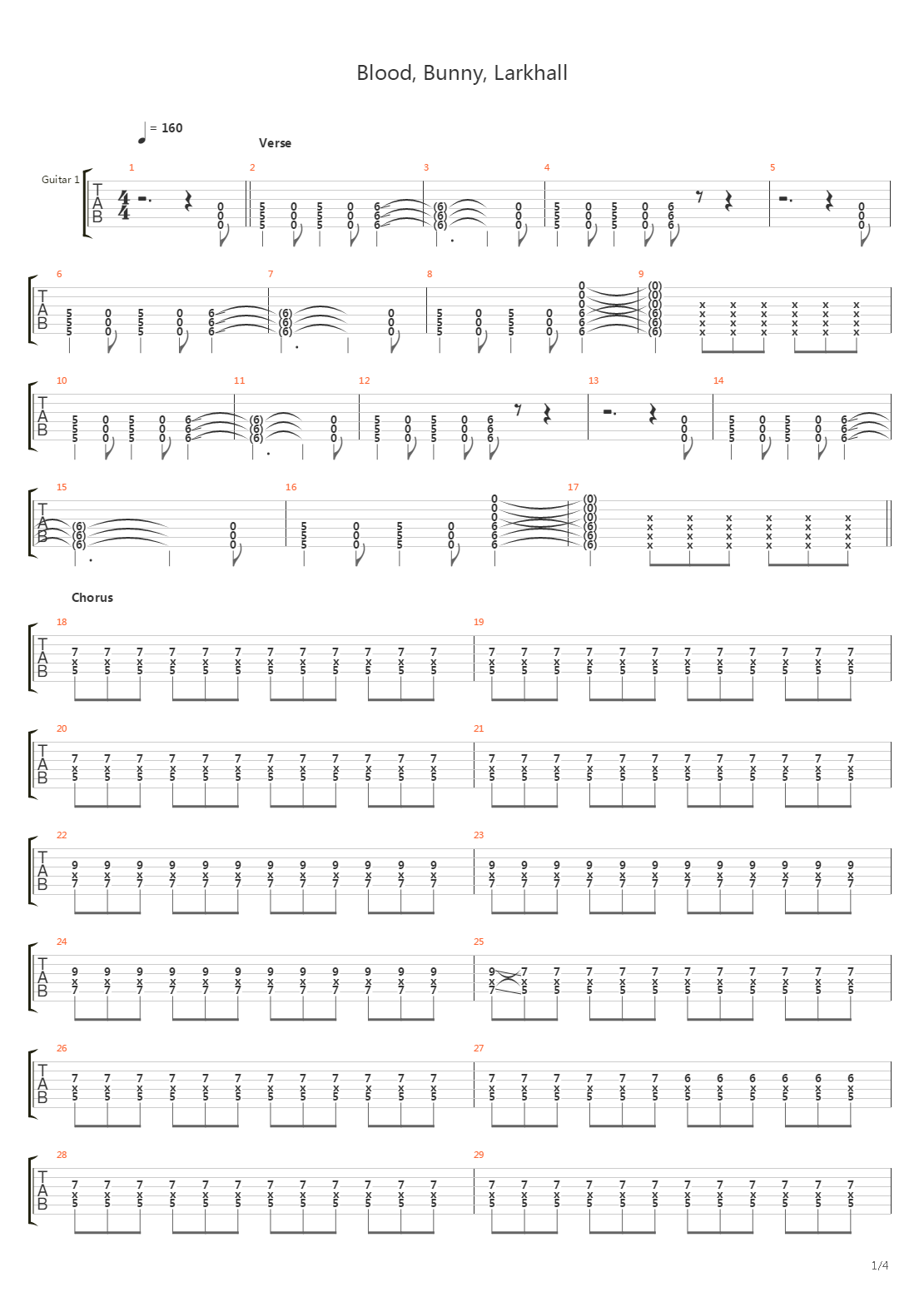 Blood Bunny Larkhall吉他谱
