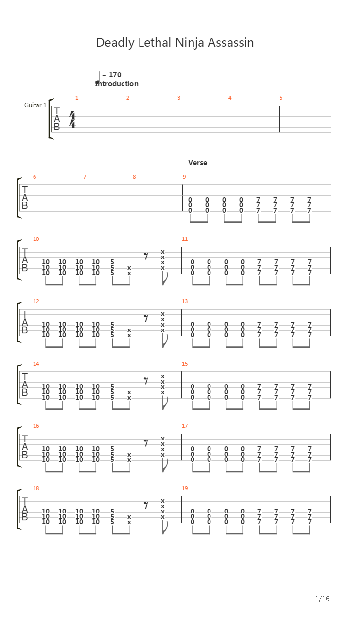 Deadly Lethal Ninja Assassin吉他谱
