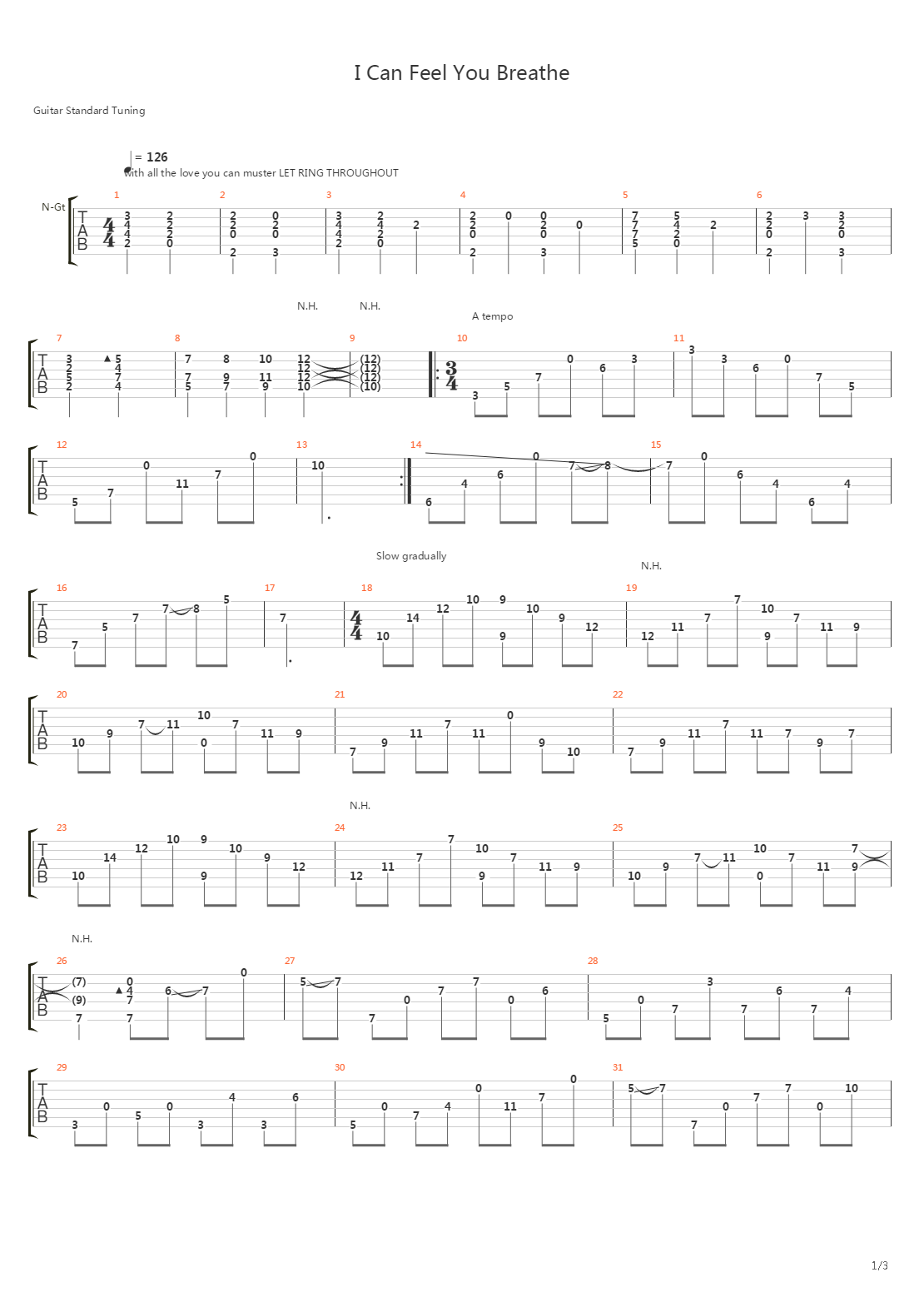I Can Feel You Breathe吉他谱
