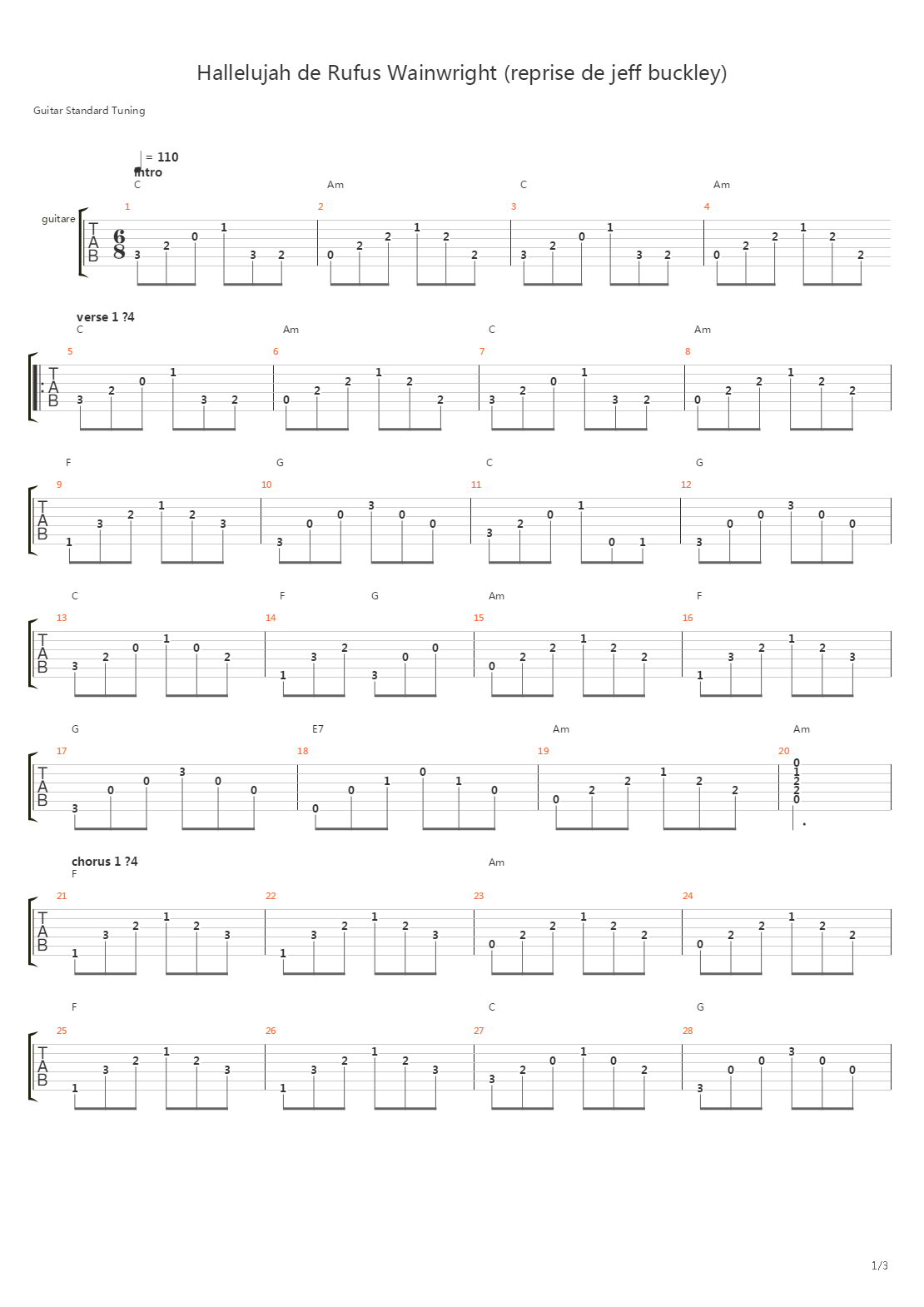 Hallelujah吉他谱