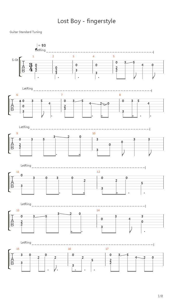 Lost Boy吉他谱