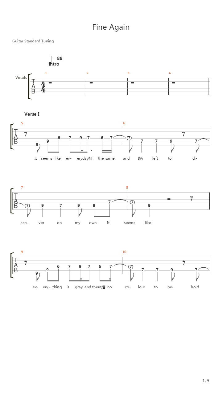 Fine Again吉他谱