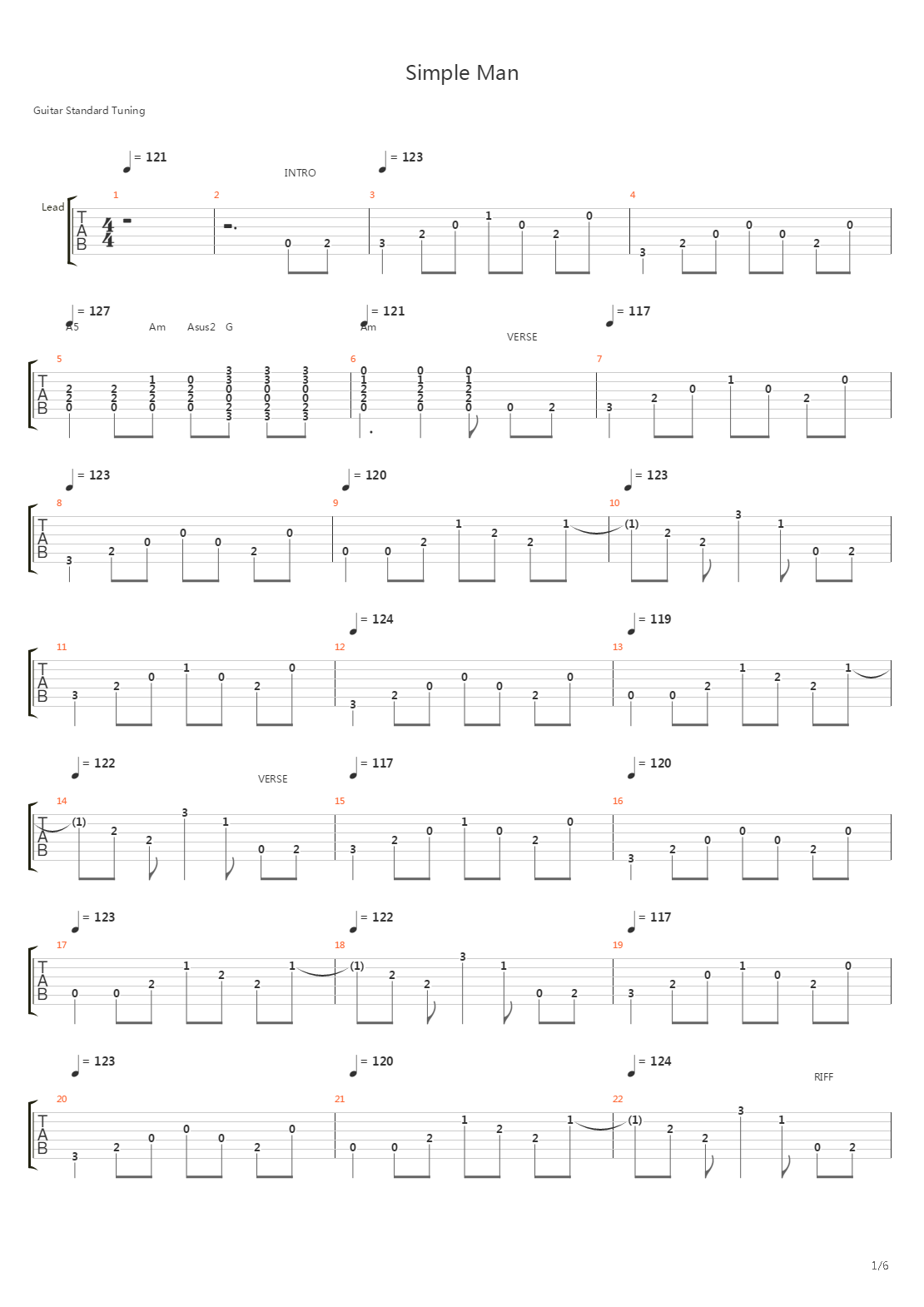 Simple Man吉他谱