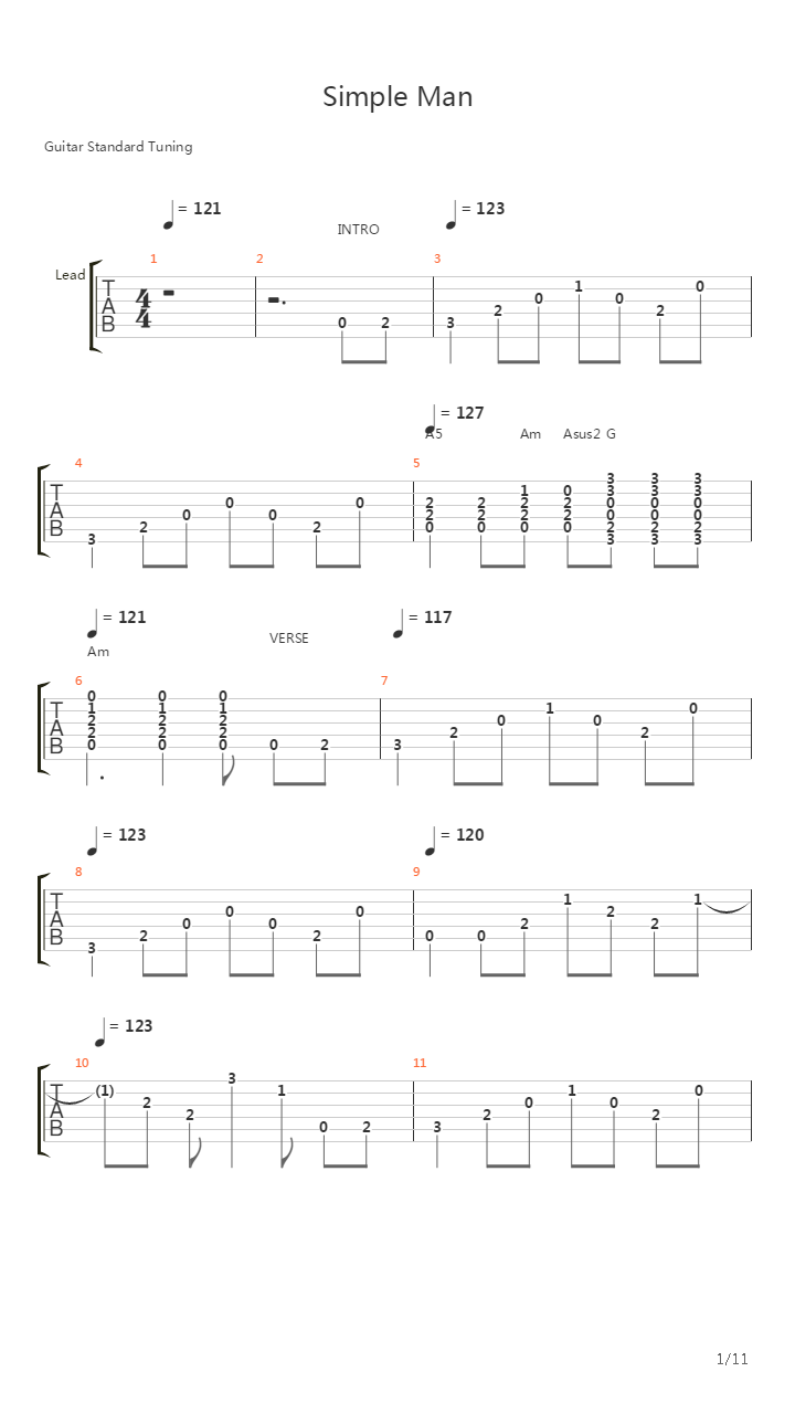 Simple Man吉他谱