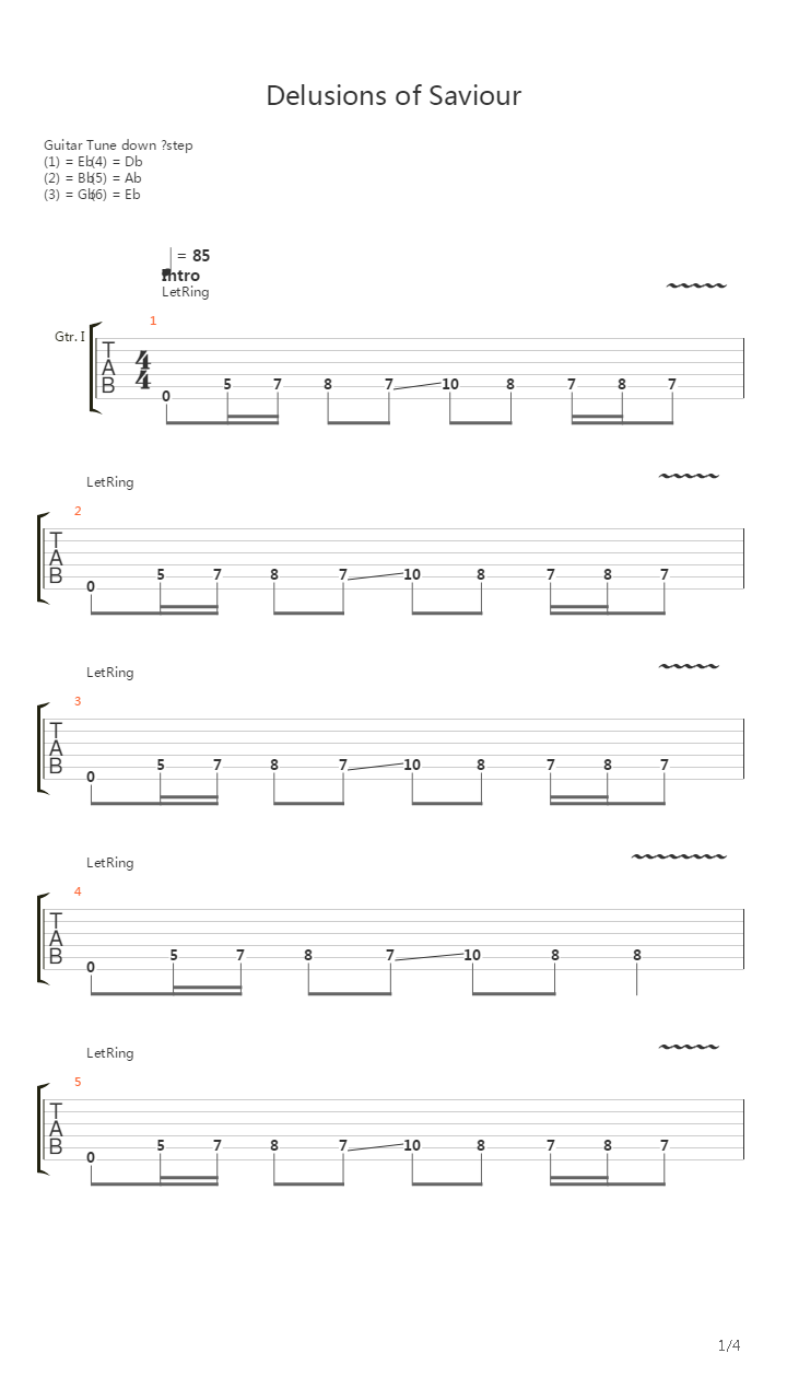 Delusions Of Saviour吉他谱