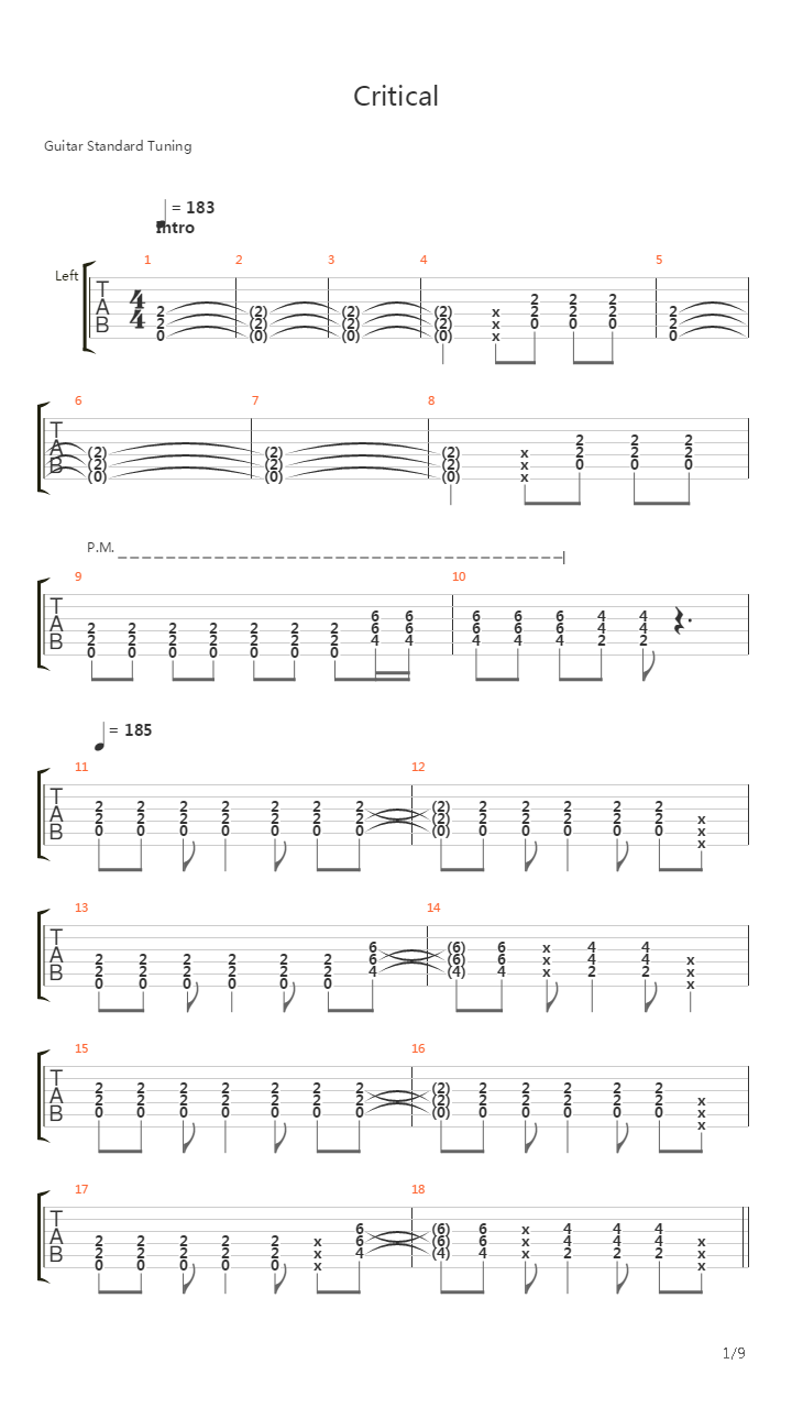 Critical吉他谱