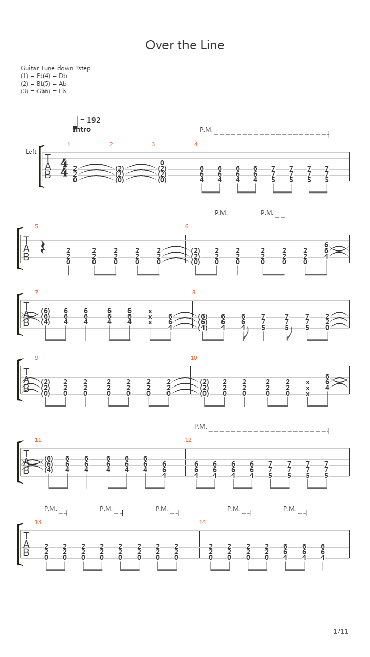 Over The Line吉他谱