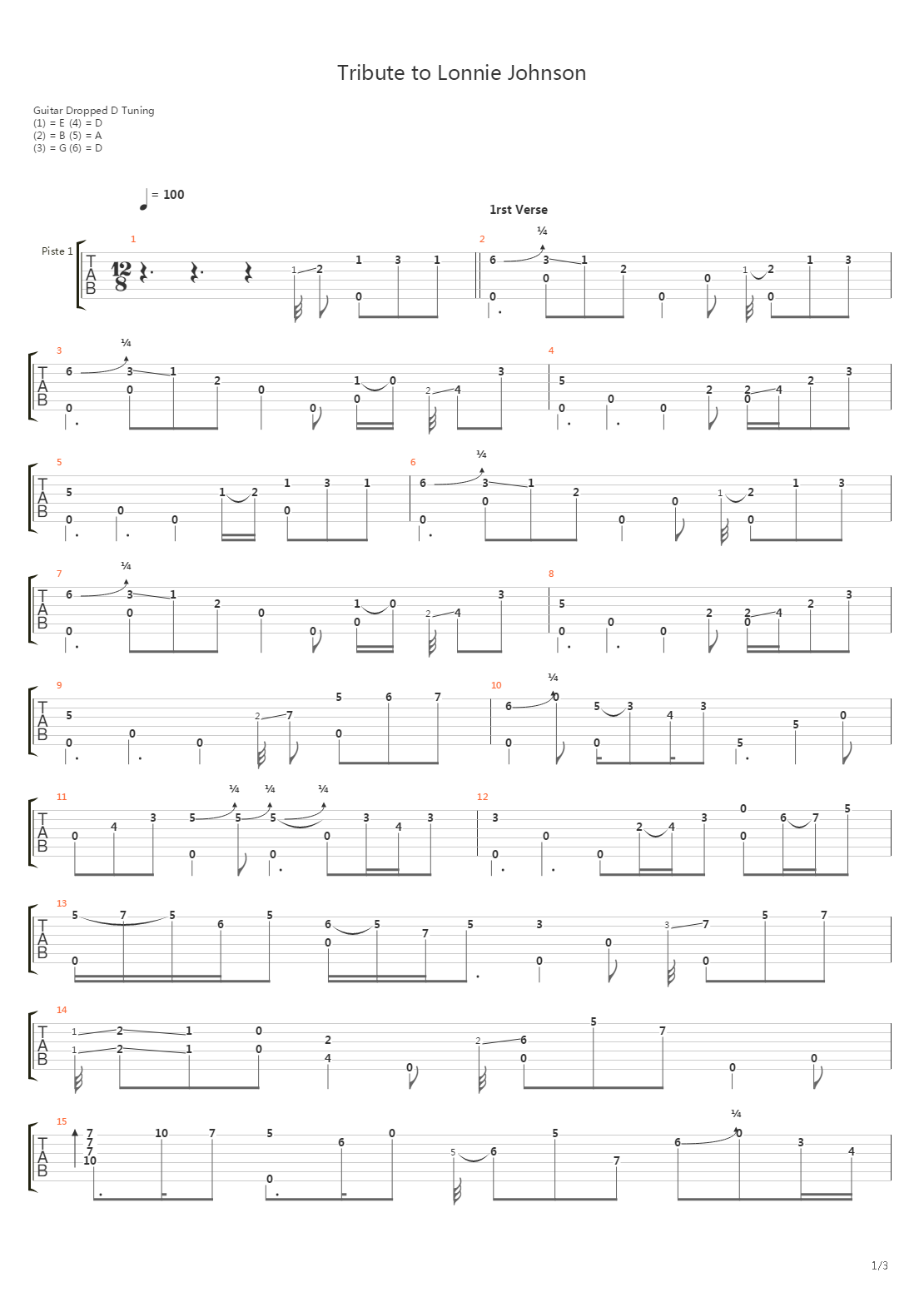 Tribute To Lonnie Johnson吉他谱