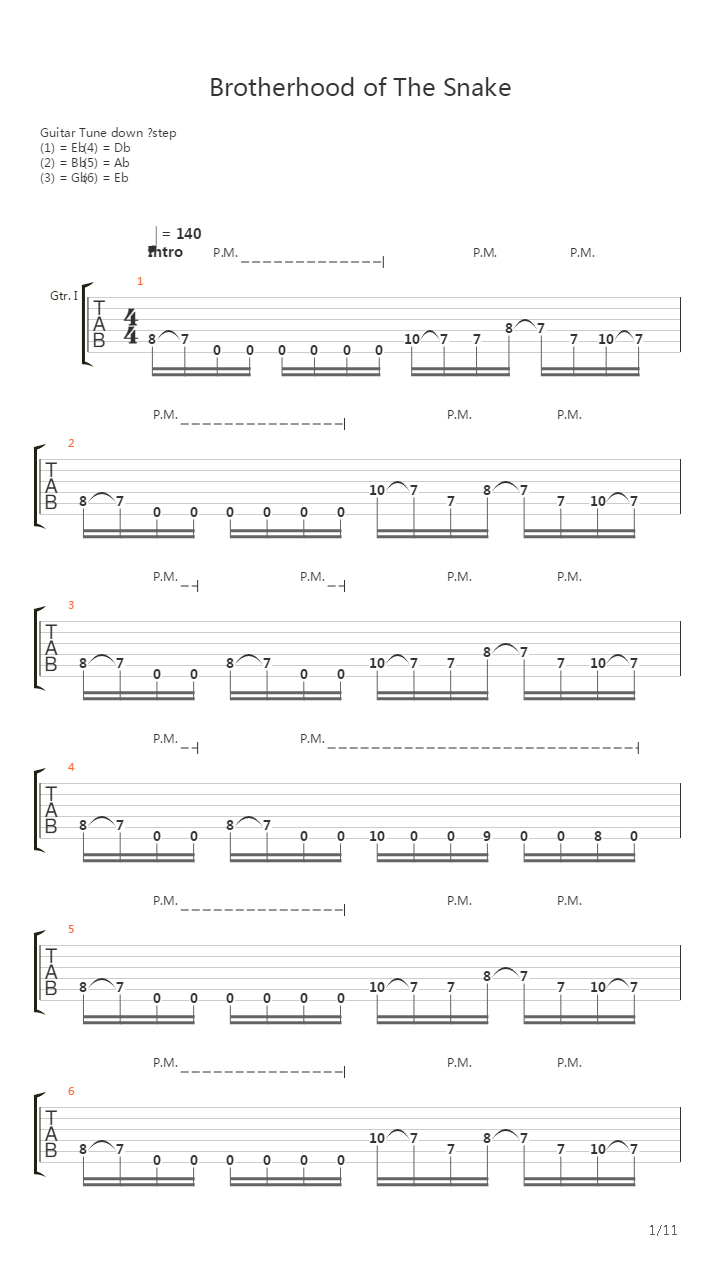 Brotherhood Of The Snake吉他谱