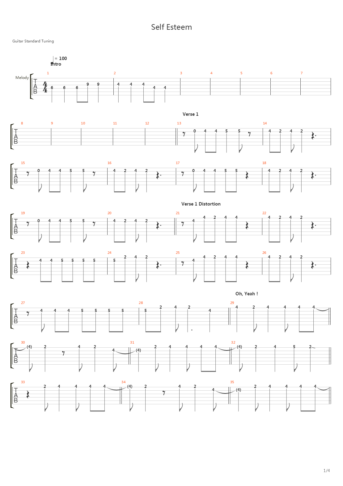 Self Esteem吉他谱