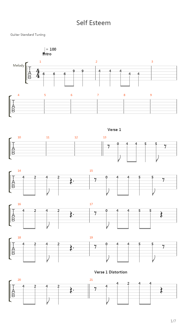 Self Esteem吉他谱