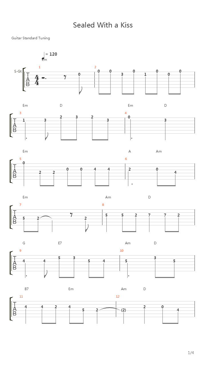Sealed With A Kiss吉他谱