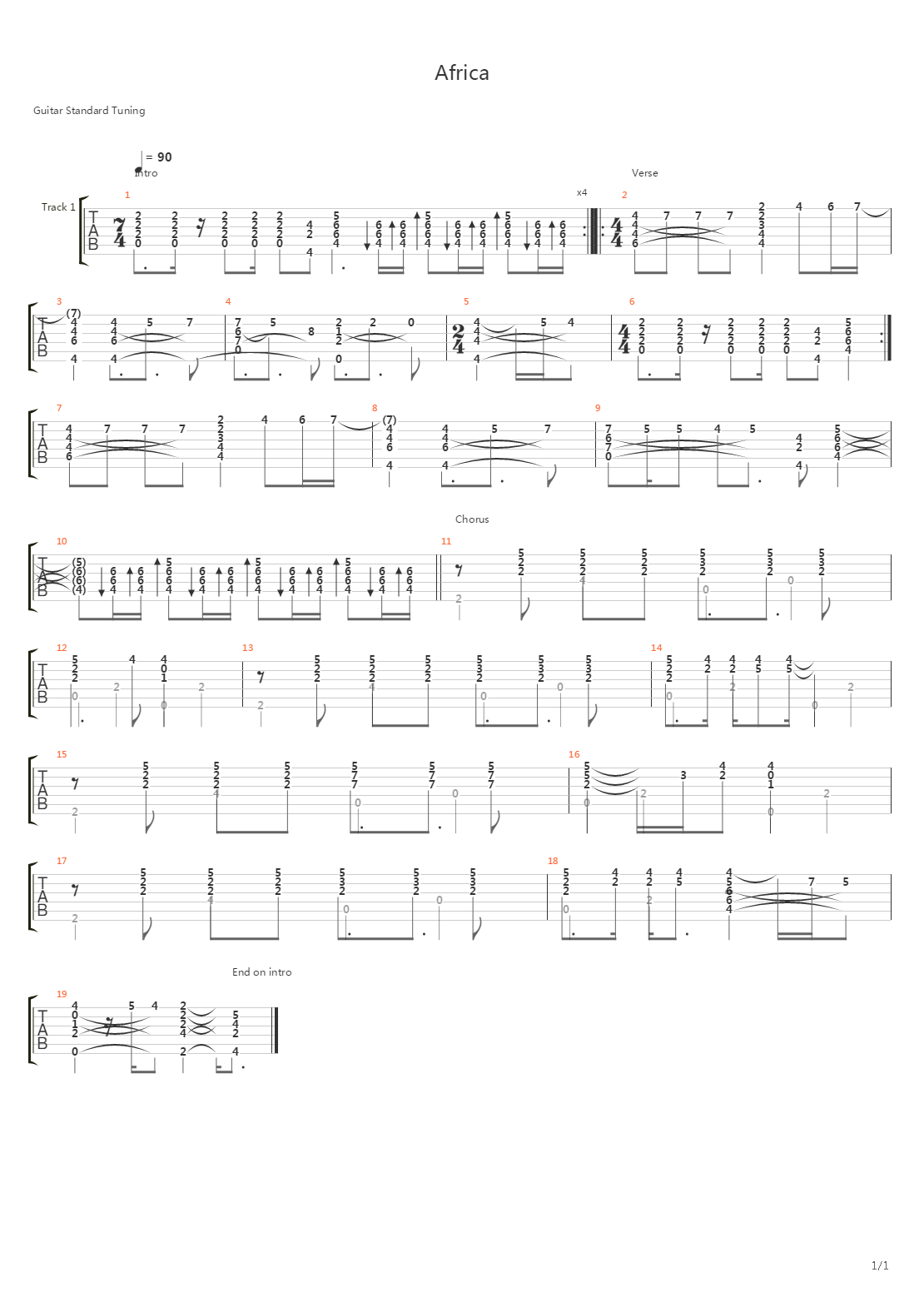 Africa吉他谱