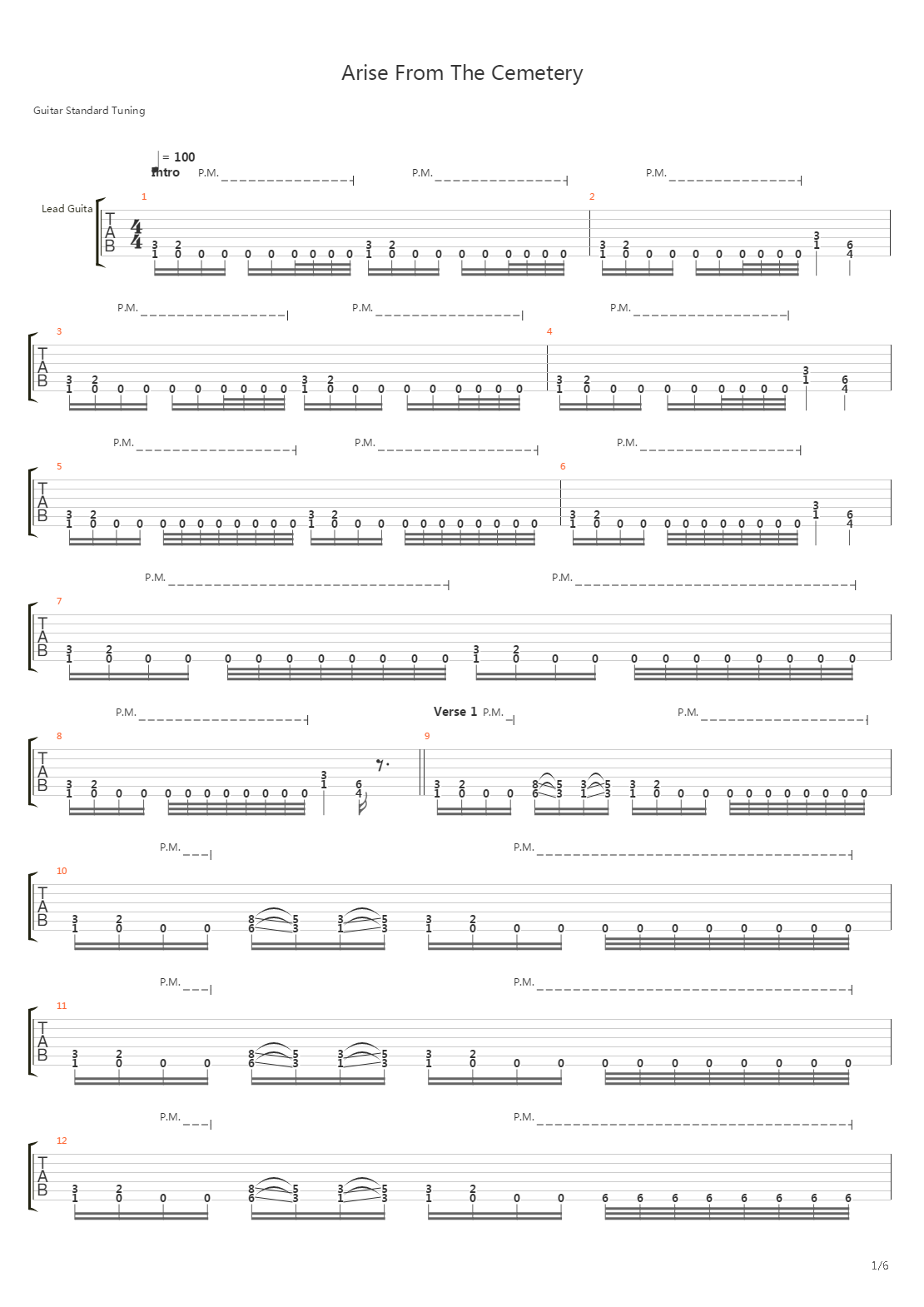 Arise From The Cemetery吉他谱