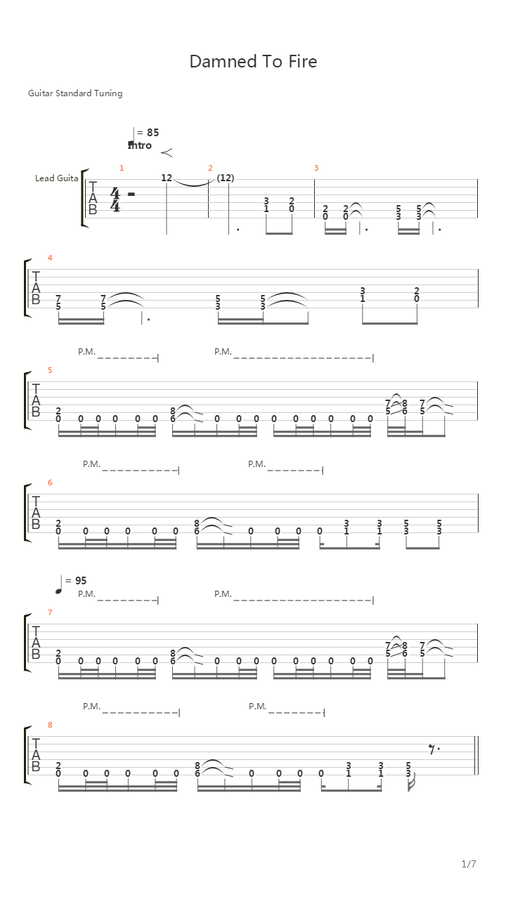 Damned To Fire吉他谱