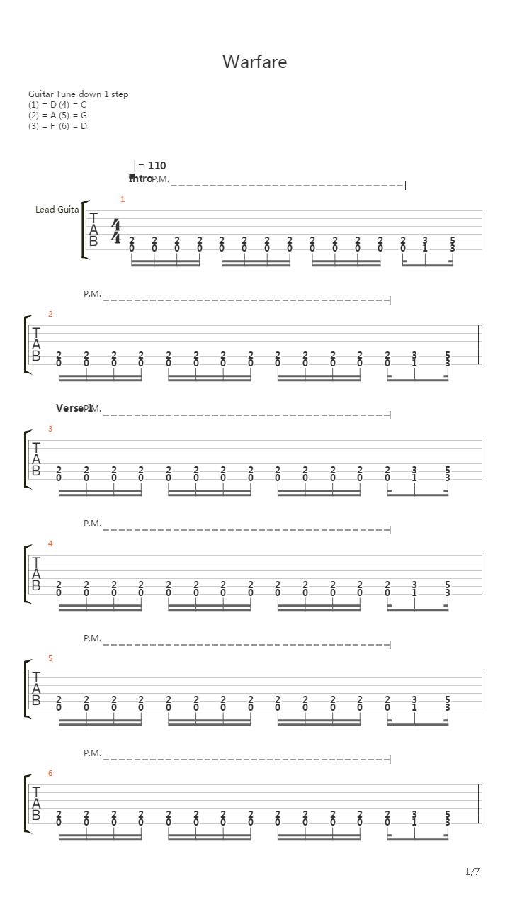Warfare吉他谱