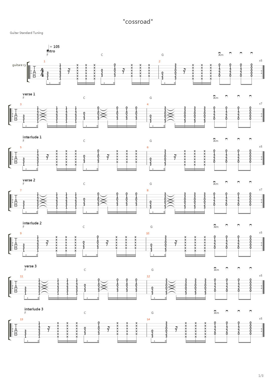 Crossroads吉他谱