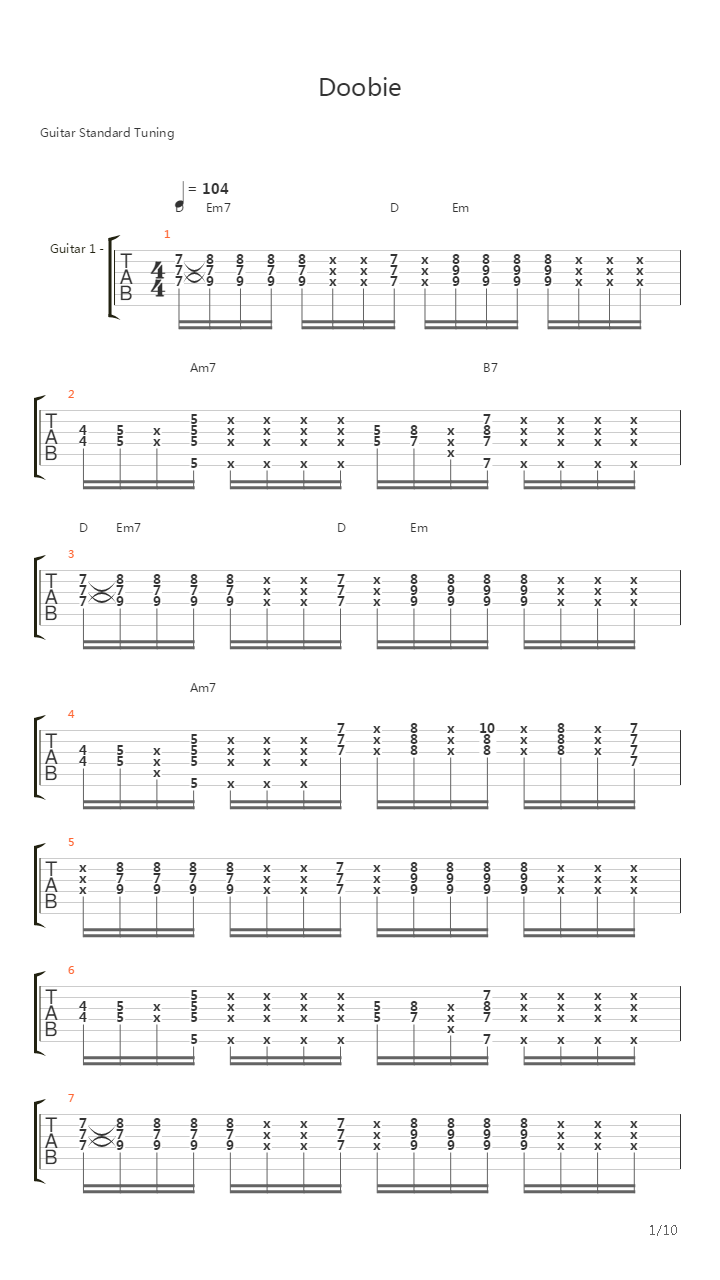 Doobie吉他谱
