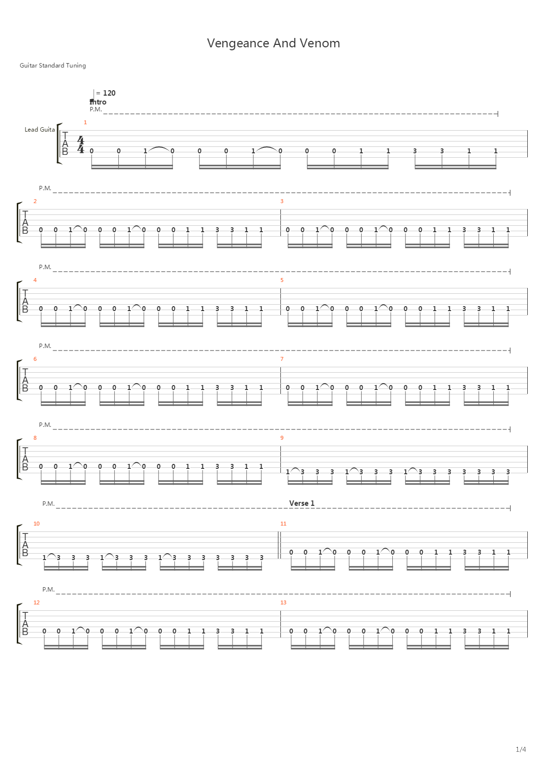 Vengeance And Venom吉他谱