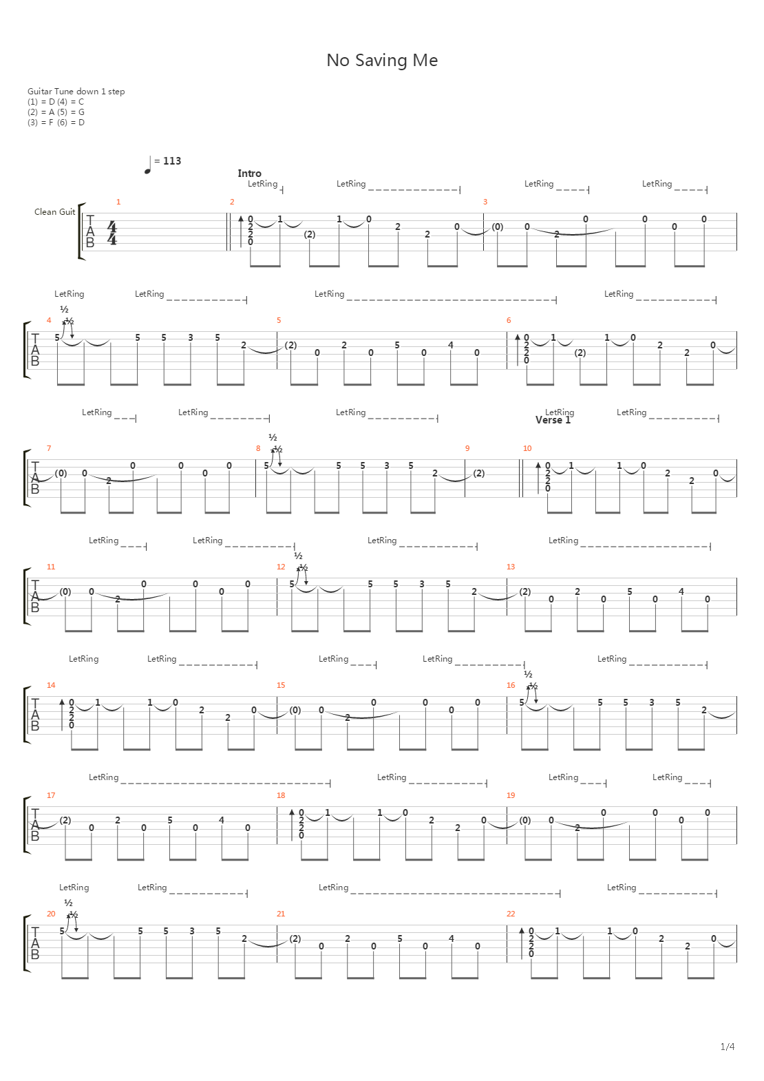 No Saving Me吉他谱