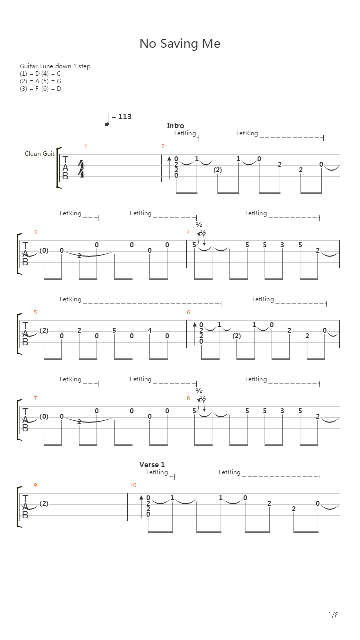 No Saving Me吉他谱