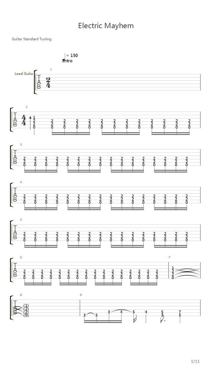 Electric Mayhem吉他谱