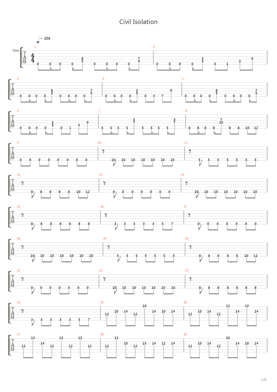 Civil Isolation吉他谱