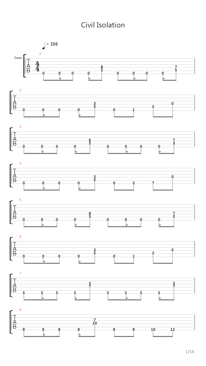 Civil Isolation吉他谱