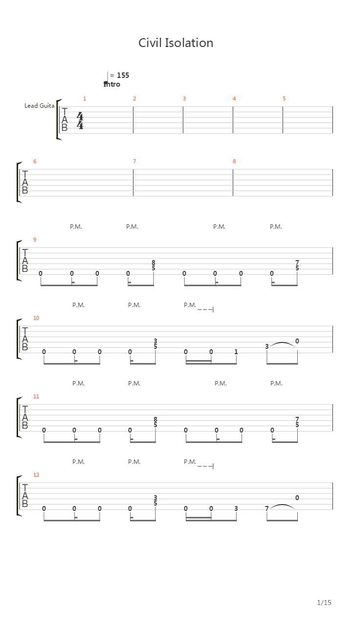 Civil Isolation吉他谱