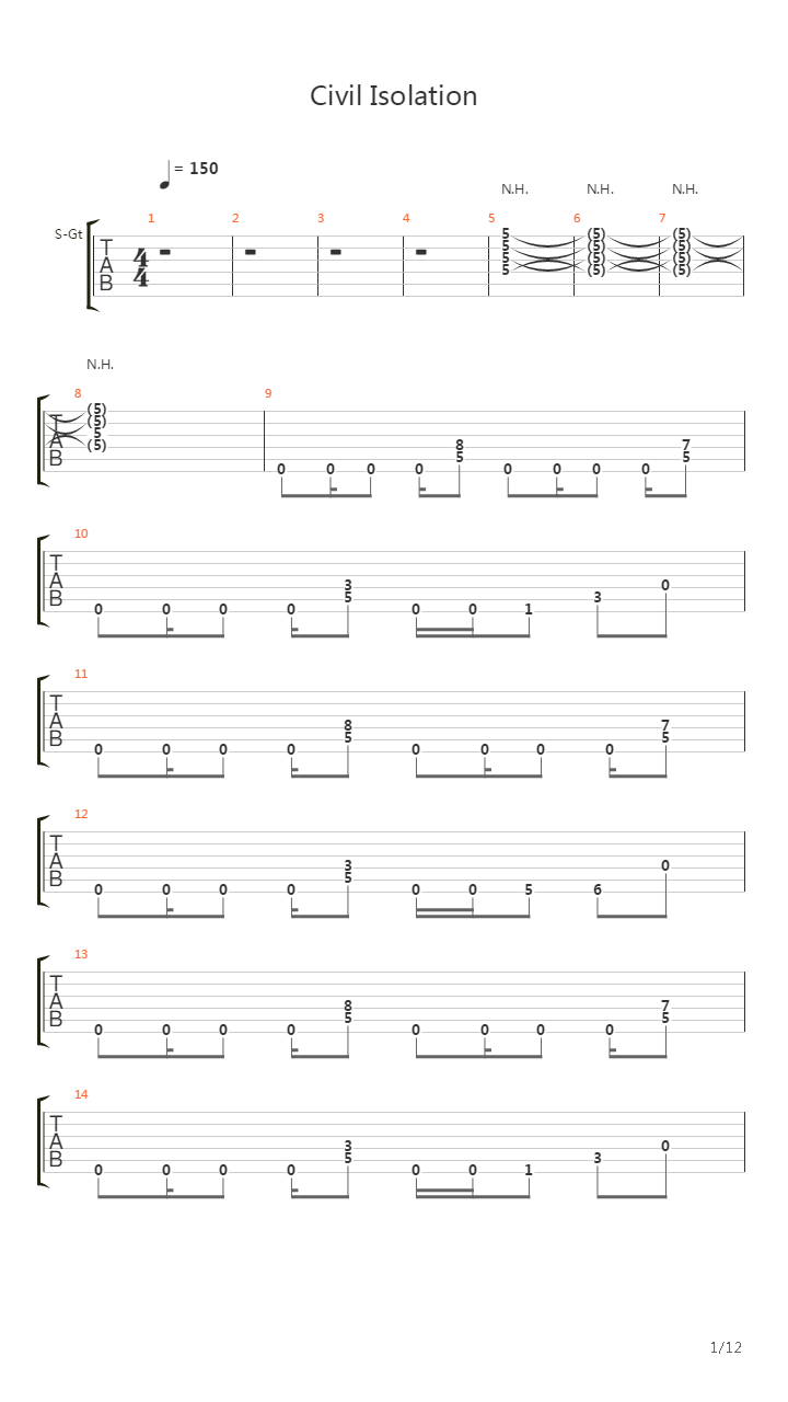 Civil Isolation吉他谱